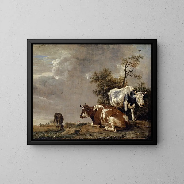 Drei Kühe auf einer Wiese - Paulus Potter — gerahmtes Bild an der Wand