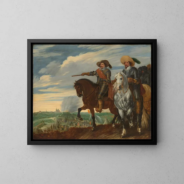 von Frédéric Henri und Ernst Casimir von Nassau-Dietz bei der Belagerung von s'Hertogenbosch - Pauwels van Hillegaert — gerahmtes Bild an der Wand
