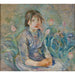 Berthe Morisot's Gemälde Ländliche Mädchen inmitten von Tulpen — in einem Innenraum präsentiert