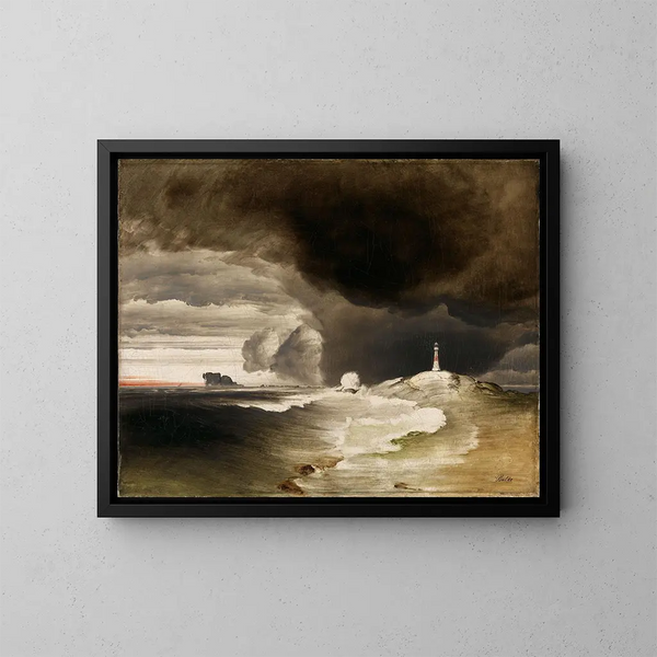 Leuchtturm an der norwegischen Küste - Peder Balke — gerahmtes Bild an der Wand