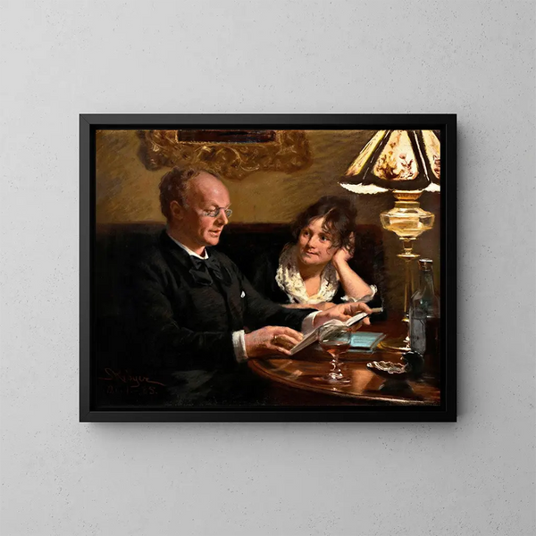 Doppelporträt des königlichen Schauspielers Emil Poulsen (1842-1911) und seiner Frau Anna geborene Nser (1849-1934) - Peder Severin Krøyer — gerahmtes Bild an der Wand