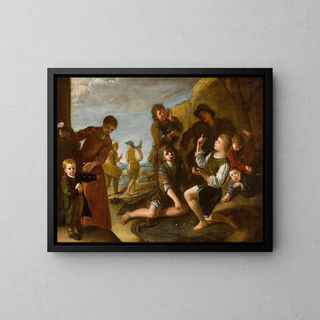 Pedro Nez de Villavicencio - Boys playing dice a presentation modello.webp