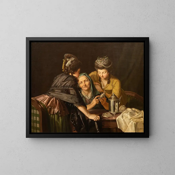 Bei der Hebamme - Pehr Hilleström — gerahmtes Bild an der Wand