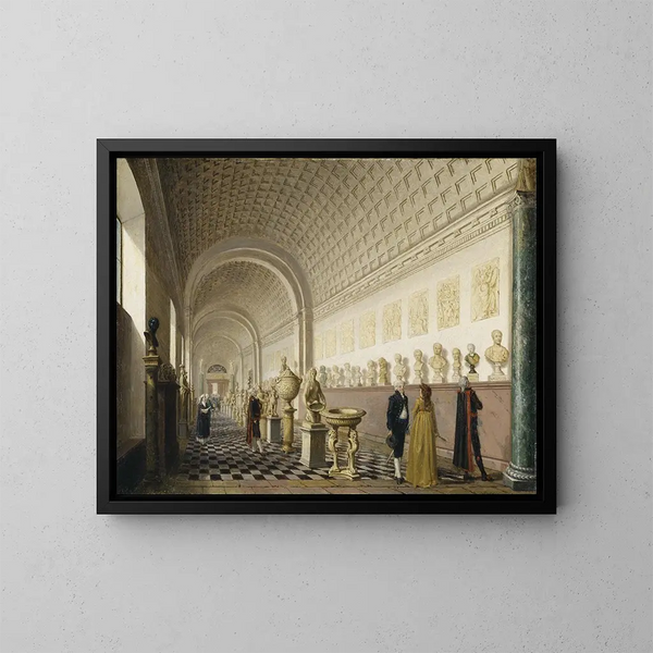 Die innere Galerie des königlichen Museums im königlichen Palast in Stockholm - Pehr Hilleström — gerahmtes Bild an der Wand