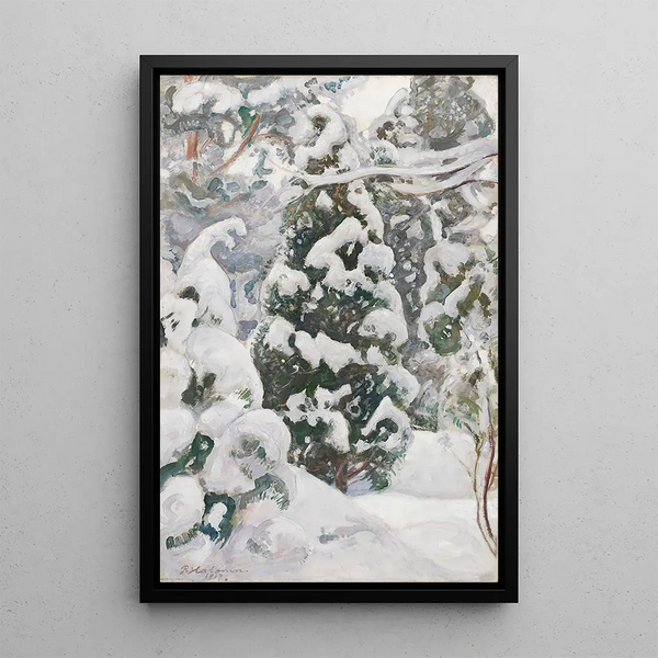 Wacholder im Schnee - Pekka Halonen — gerahmtes Bild an der Wand
