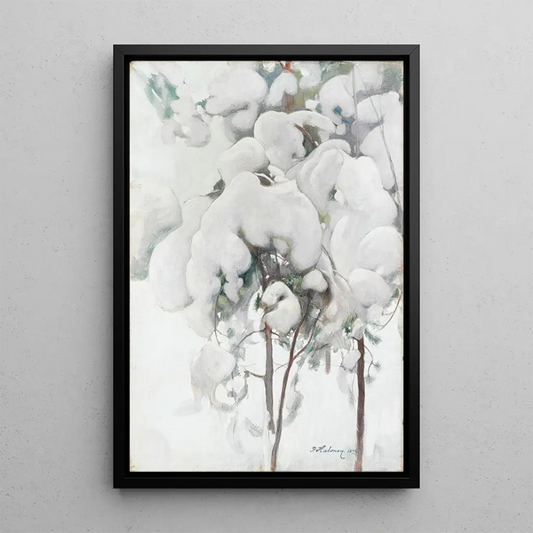 Junge Kiefern bedeckt mit Schnee - Pekka Halonen — gerahmtes Bild an der Wand