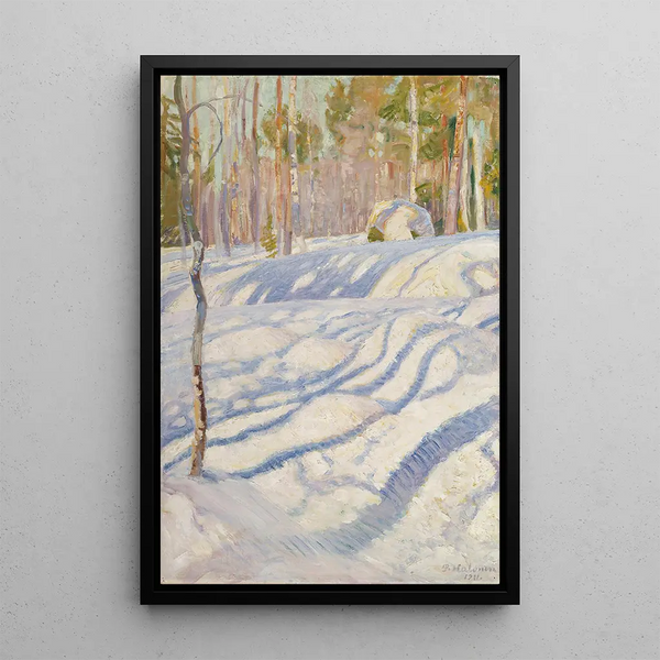 Sonniges Winterlandschaft - Pekka Halonen — gerahmtes Bild an der Wand