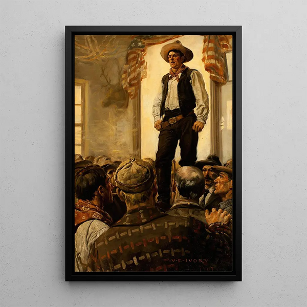 Reunion im Klondike - Percy van Eman Ivory — gerahmtes Bild an der Wand