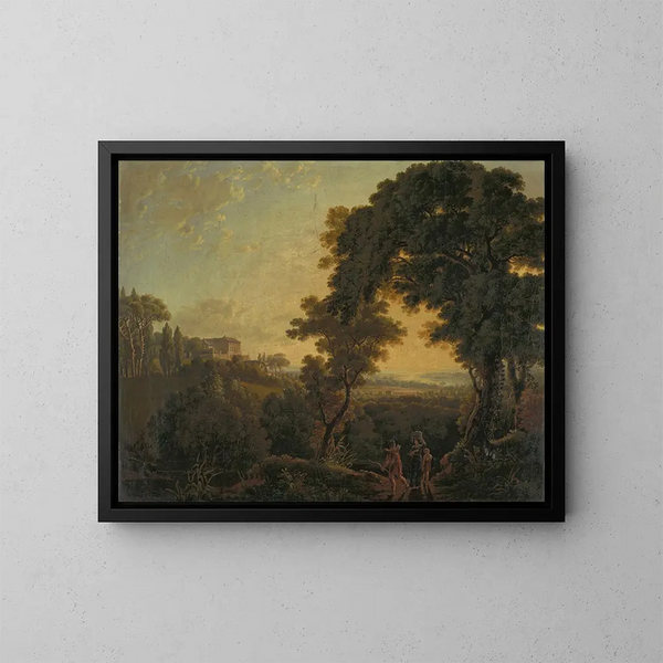 Italienisches Landschaftsgemälde am Nemi-See - Peter Birmann — gerahmtes Bild an der Wand