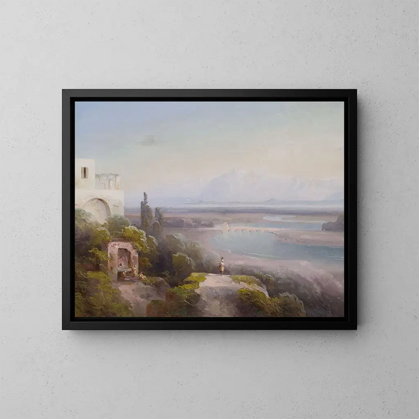 Italienisches Landschaftsgemälde - Peter Conrad Schreiber — gerahmtes Bild an der Wand