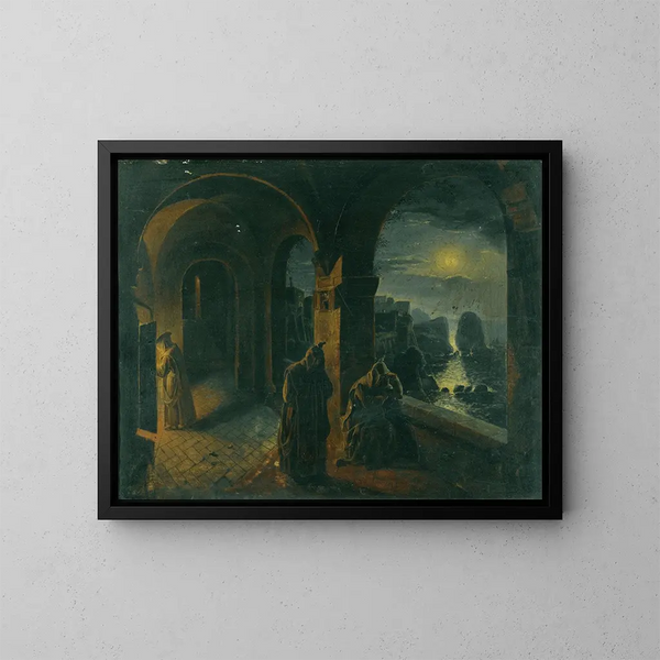 Cloître au clair de lune - Peter Fendi — gerahmtes Bild an der Wand