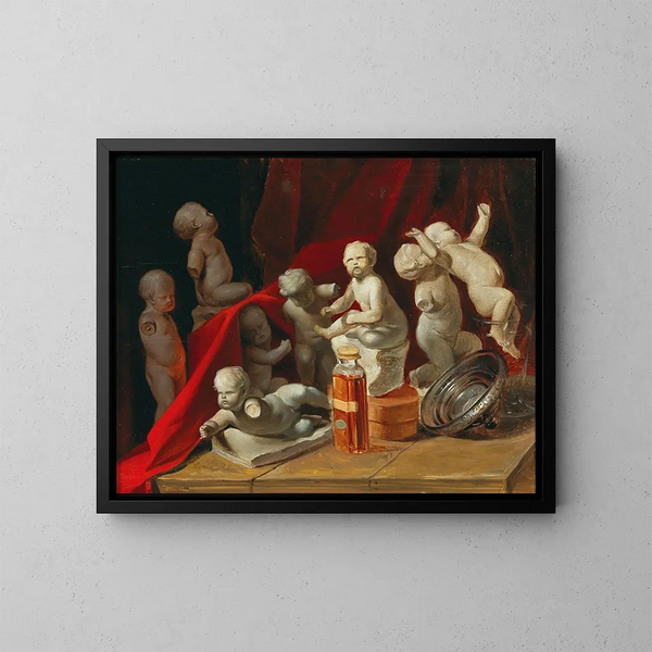 Naturmorte mit Putten - Peter Fendi — gerahmtes Bild an der Wand