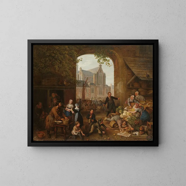 Zwei Betrunkene auf dem Markt in der Nähe der Westerkerk in Amsterdam - Peter Paul Joseph Noël — gerahmtes Bild an der Wand