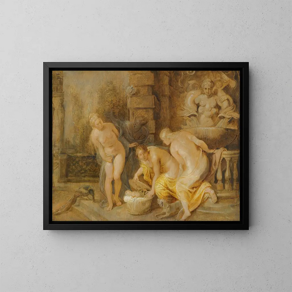 Die Entdeckung des Babys Érichthonios durch die Töchter Cécrops' - Peter Paul Rubens — gerahmtes Bild an der Wand