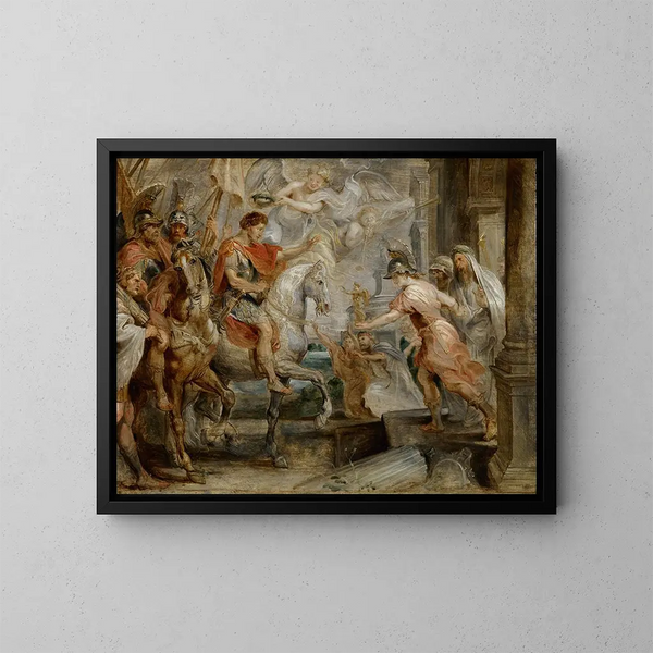Eingangsszene des triumphalen Einzugs Konstantins in Rom - Peter Paul Rubens — gerahmtes Bild an der Wand