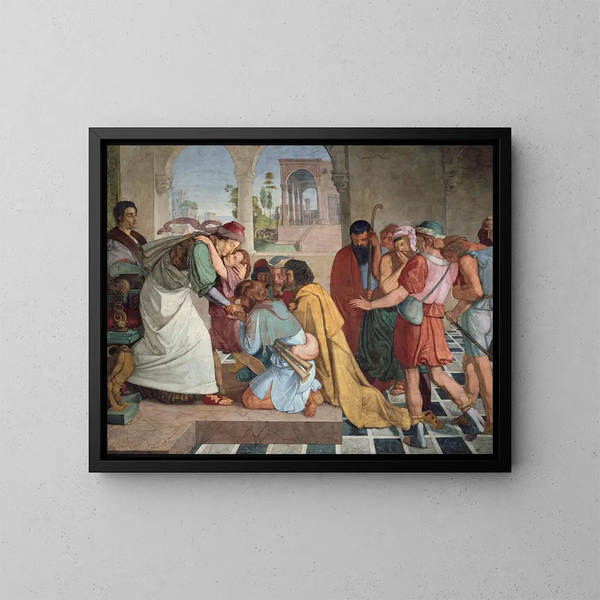 Joseph offenbart sich seinen Brüdern - Peter von Cornelius — gerahmtes Bild an der Wand