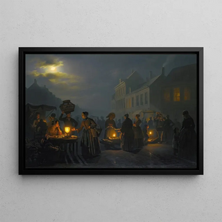 Petrus van Schendel - A market at dusk.webp