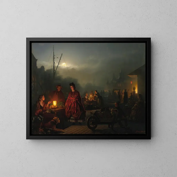 Der nächtliche Markt - Petrus van Schendel — gerahmtes Bild an der Wand