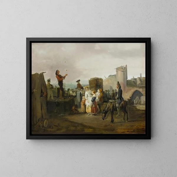 Eine Dorffest - Philibert-Louis Debucourt — gerahmtes Bild an der Wand