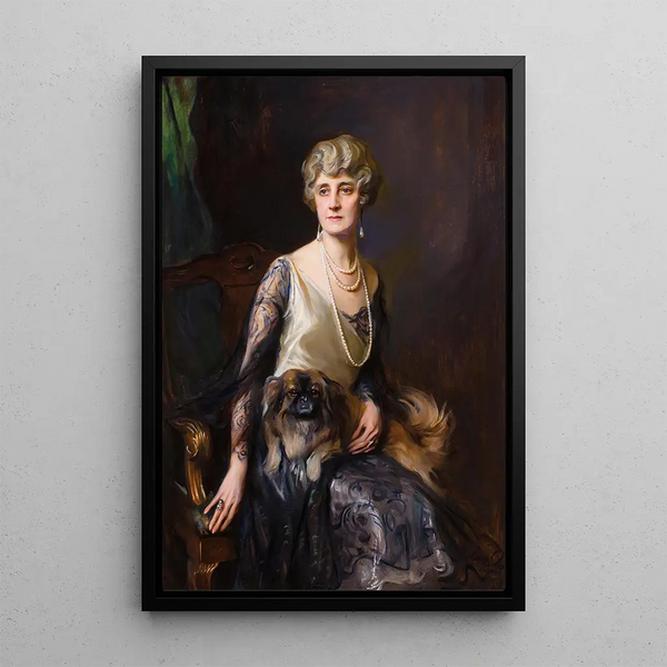 Portrait de Mme Frederick L Pratt née Miss Jeannie Williams - Philip Alexius de László — gerahmtes Bild an der Wand