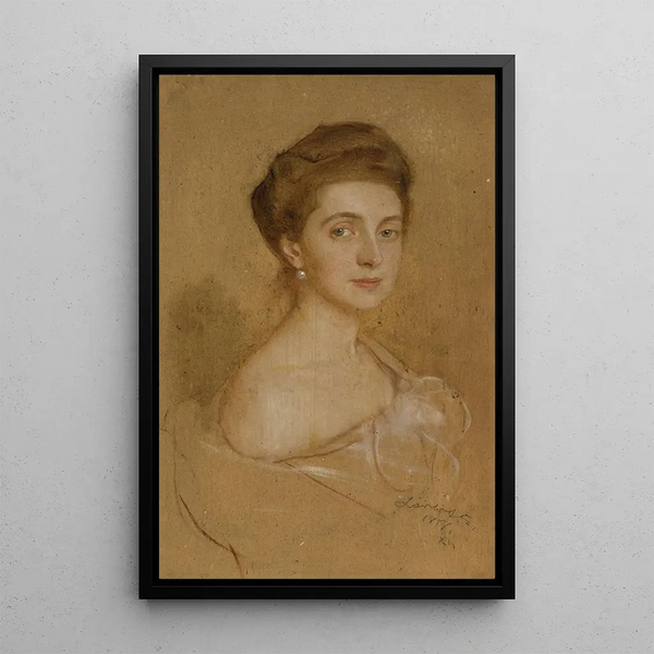 Portrait einer Dame mit einer Perle - Philip Alexius de László — gerahmtes Bild an der Wand
