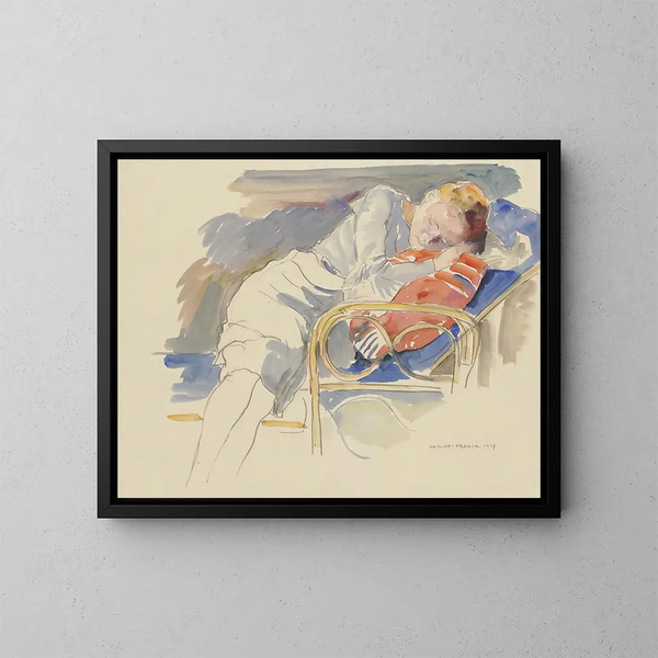 Frau schlafend - Philipp Franck — gerahmtes Bild an der Wand