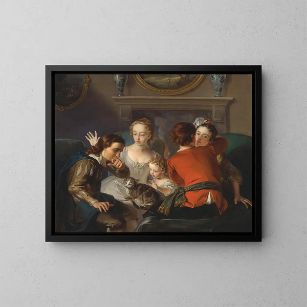 Das Gefühl für Berührung - Philippe Mercier — gerahmtes Bild an der Wand