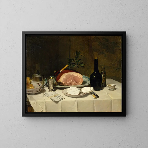 Stillleben mit Schinken - Philippe Rousseau — gerahmtes Bild an der Wand