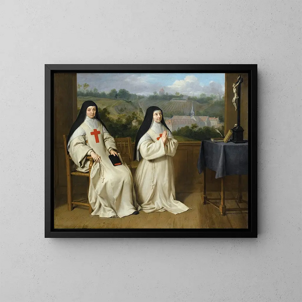 Porträt von Mutter Agnès und Schwester Angélique aus dem Kloster Port-Royal-des-Champs - Philippe de Champaigne — gerahmtes Bild an der Wand