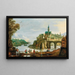 Landschaftsgemälde mit einer Stadt an einem Fluss - Philippe de Momper I — gerahmtes Bild an der Wand