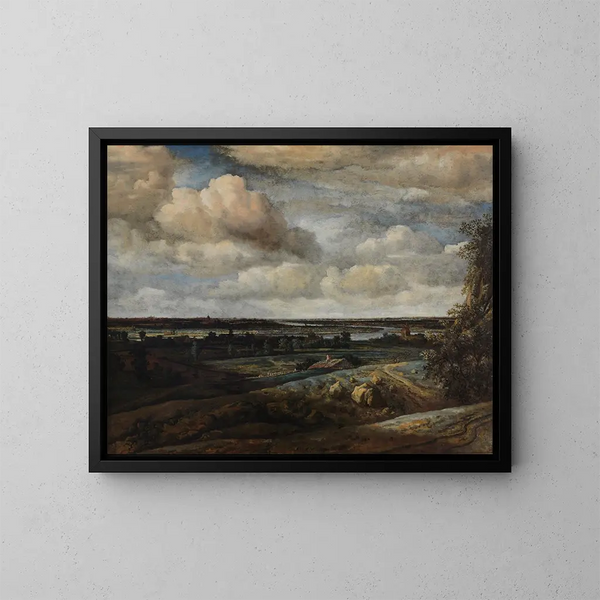 Niederländisches Panorama-Gemälde mit weiter Aussicht auf Haarlem - Philips Koninck — gerahmtes Bild an der Wand