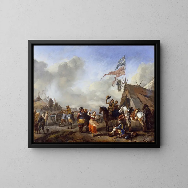 Eine Lager-Szene - Philips Wouwerman — gerahmtes Bild an der Wand