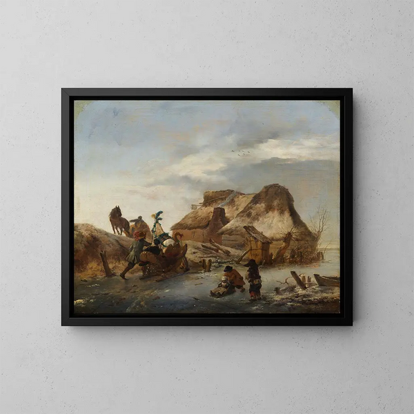 Ein edler Schlitten auf dem Eis - Philips Wouwerman — gerahmtes Bild an der Wand