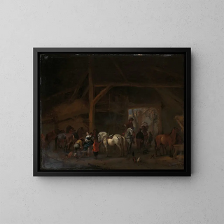 Eine Scheune - Philips Wouwerman — gerahmtes Bild an der Wand