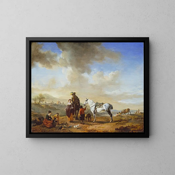 Am Flussufer - Philips Wouwerman — gerahmtes Bild an der Wand