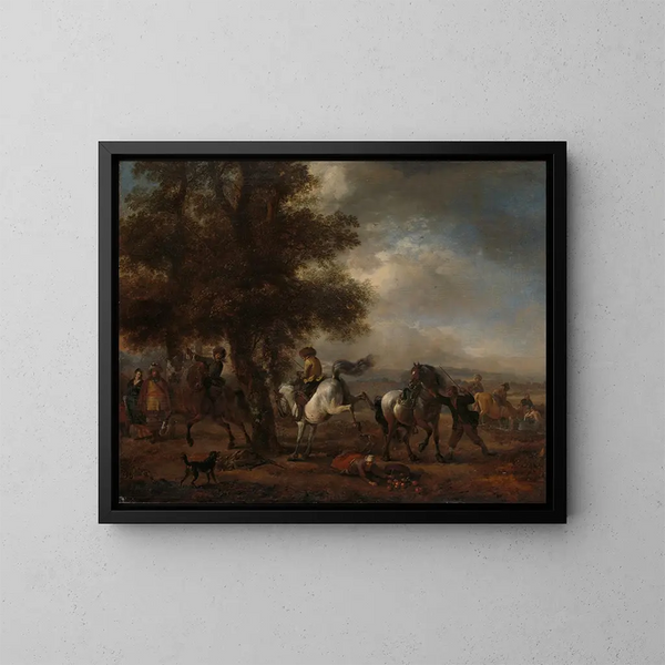 Der gräuliche, der sich aufbäumt - Philips Wouwerman — gerahmtes Bild an der Wand