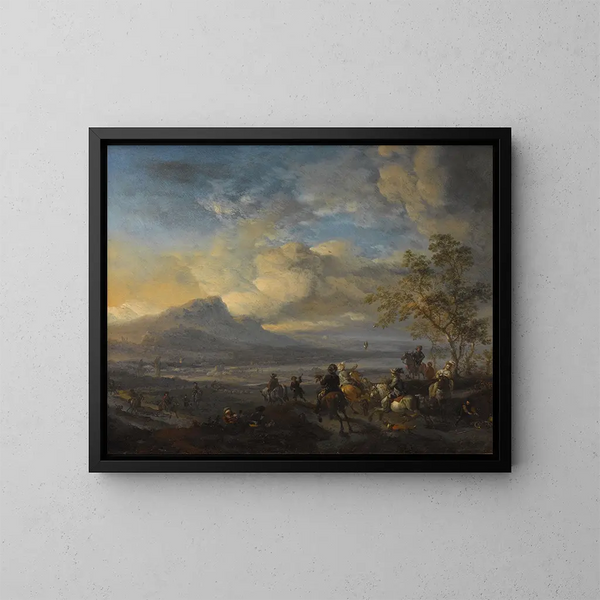 Die Falkenjagd - Philips Wouwerman — gerahmtes Bild an der Wand