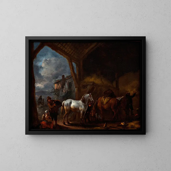 L Stall - Philips Wouwerman — gerahmtes Bild an der Wand