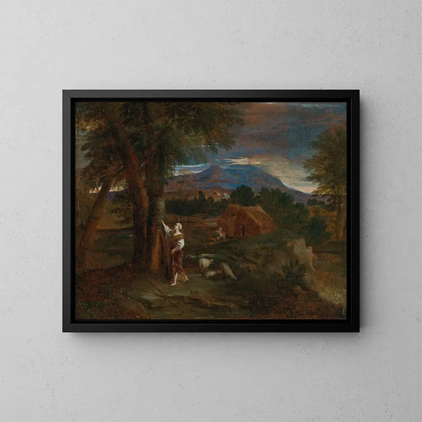 Erminia graviert den Namen Tancrède auf einem Baum - Pier Francesco Mola — gerahmtes Bild an der Wand