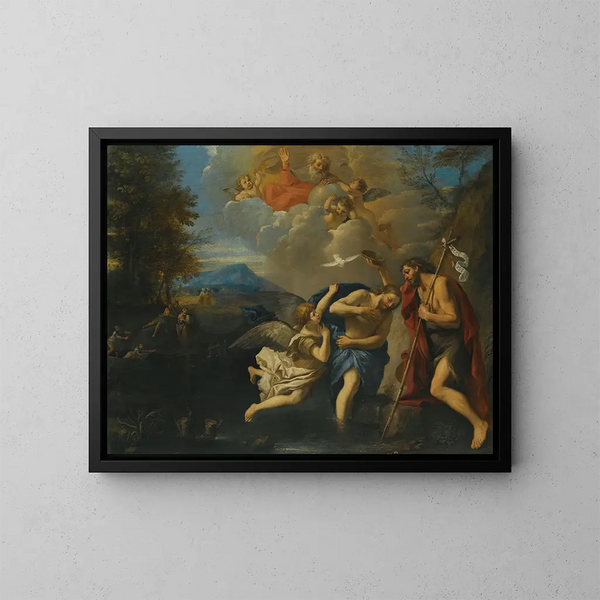 Le Baptême du Christ - Pier Francesco Mola — gerahmtes Bild an der Wand