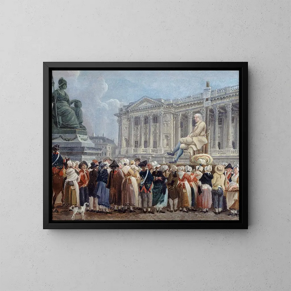 Ausstellung von Pierre Nicolas Perrin auf dem Place de la Révolution am 29. Vendémiaire des Jahres II - Pierre-Antoine Demachy — gerahmtes Bild an der Wand