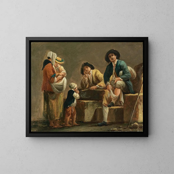 Szenen des Genres mit Bauern - Pierre-Antoine Demachy — gerahmtes Bild an der Wand