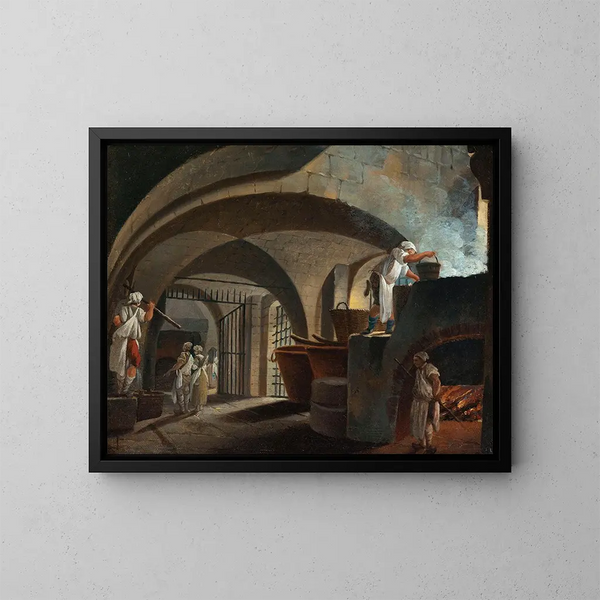 Die Gießerei des Talg an der Hôtel-Dieu - Pierre-Antoine Demachy — gerahmtes Bild an der Wand