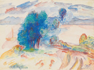 Bäume am Wasser und Segelboot - Pierre-Auguste Renoir — Ansicht des Kunstwerks