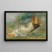 Badende liegend von hinten mit Strohhut oder Frau liegend auf dem Gras - Pierre-Auguste Renoir — gerahmtes Bild an der Wand