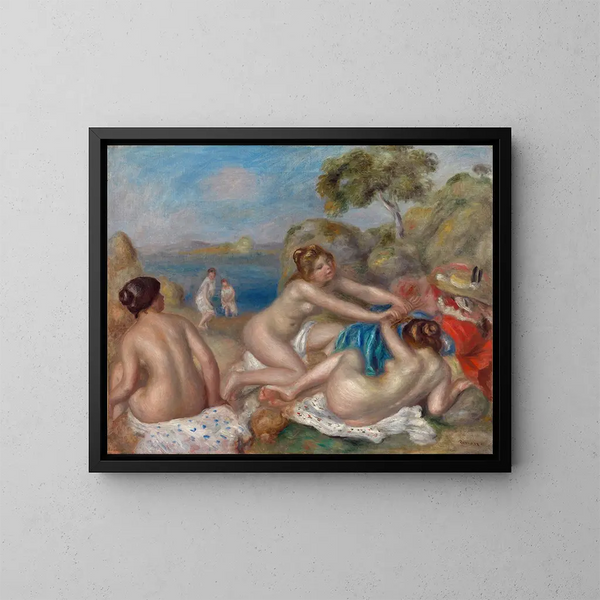 Baden mit einer Krabbe - Pierre-Auguste Renoir — gerahmtes Bild an der Wand