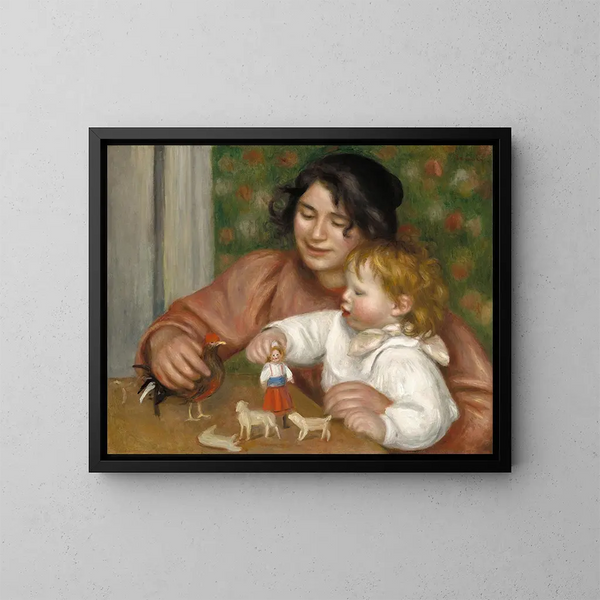 Kinderbild mit Spielzeug, Gabrielle und der Sohn des Künstlers Jean-Pierre-Auguste Renoir — gerahmtes Bild an der Wand
