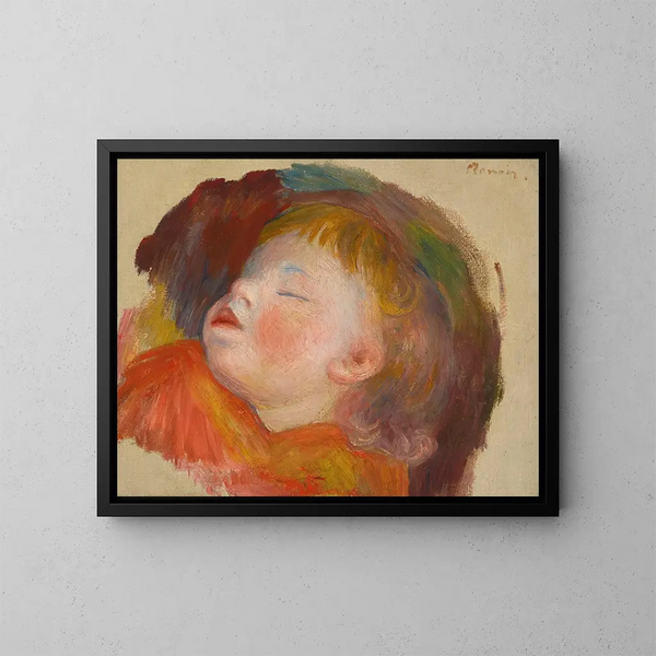 Kind schläft - Pierre-Auguste Renoir — gerahmtes Bild an der Wand