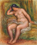 Frau nackt sitzend an einem grünen Kissen lehnend Nackt sitzend - Pierre-Auguste Renoir — Ansicht des Kunstwerks