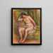 Frau nackt sitzend an einem grünen Kissen lehnend Nackt sitzend - Pierre-Auguste Renoir — gerahmtes Bild an der Wand